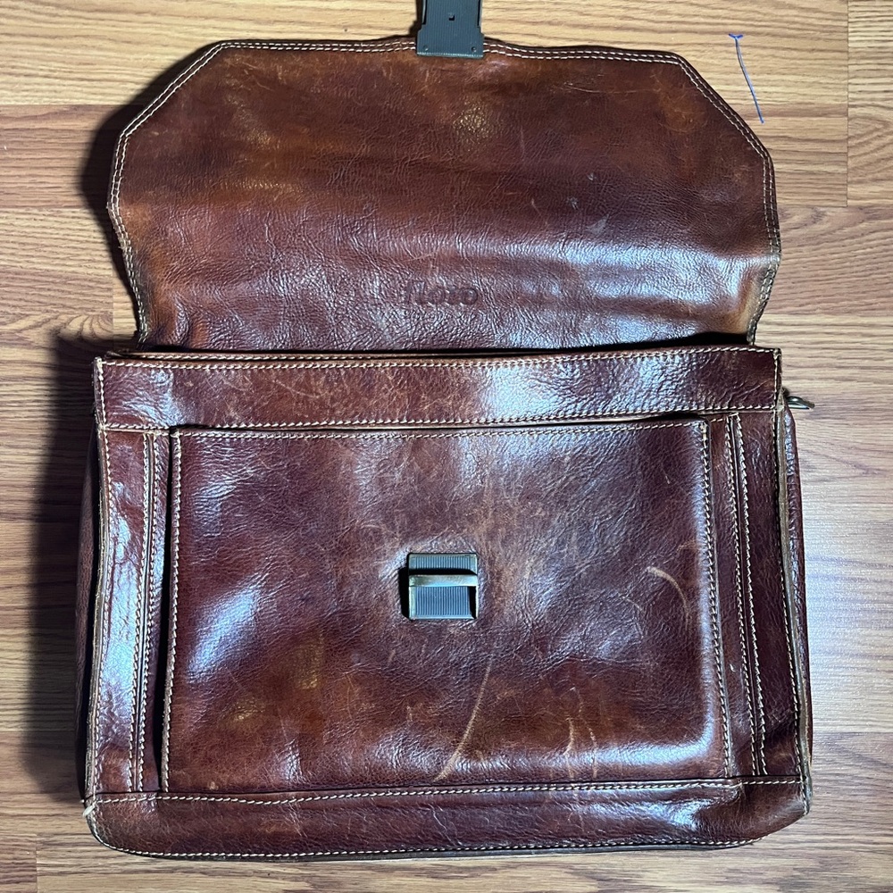Floro Genuine Classic Brown Leather Briefcase Made in Italy